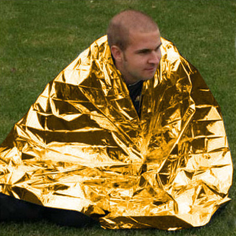 The Last Aztec, Human Body Hypothermia Lifesaving Emergency Blanket In Outdoor Field