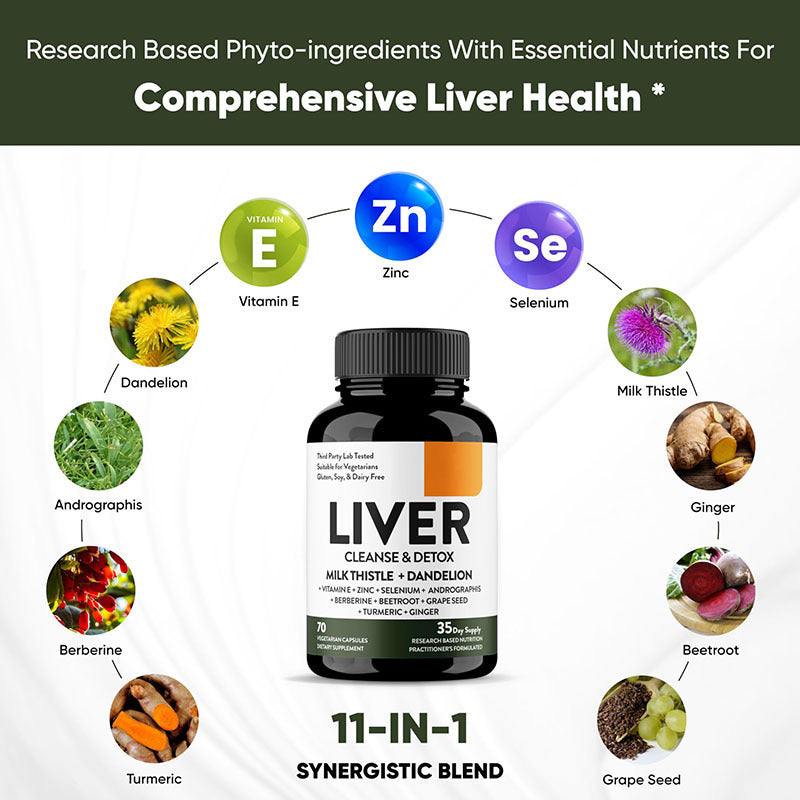 The Last Aztec, Liver Cleanse & Detox Capsules, Multivictamin, Milk Thistle, Dandelion, Turmeric, Ginger Extract, Beet, Zinc, Vitamin E, Selenium, Grape Seed, Healthcare Nutrional Supplement