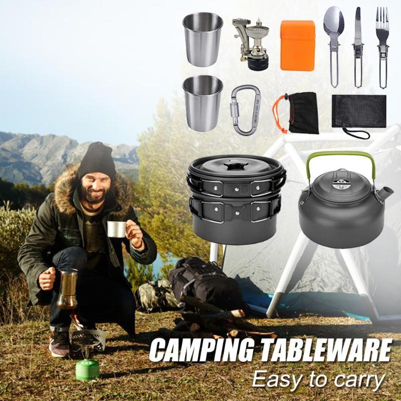 The Last Aztec, Camping Cookware Kit Outdoor Cooking Set Aluminum Equipment Outdoor Pot Travel Tableware Kitchen Hiking Picnic BBQ