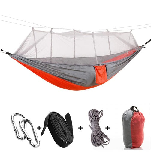 The Last Aztec, Outdoor Parachute Cloth Hammock Couble with Mosquito Net Light Portable Army Green Insect-proof Camping Aerial Tent
