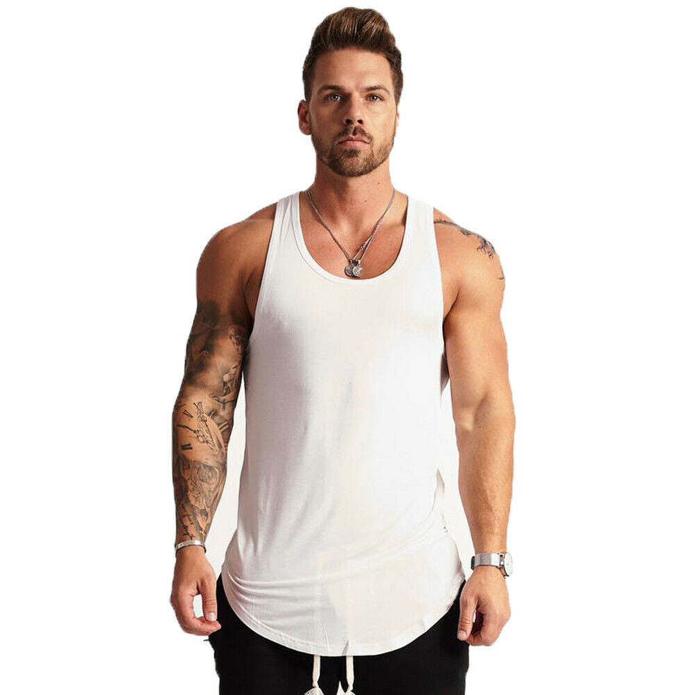 The Last Aztec, Get One Size Bigger Than Your Regular Size, Men's bodybuilding cotton solid color sleeveless T-shirt