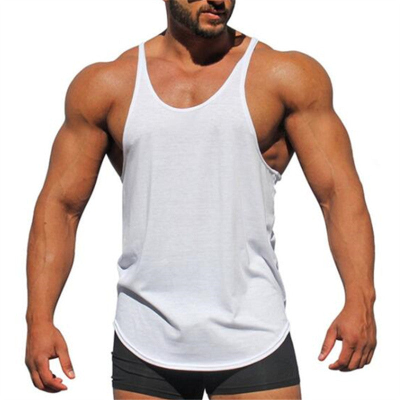 The Last Aztec, Solid Color Men's Sports Vest Cotton Bodybuilding Fitness Thin Strap I-shaped Camisole
