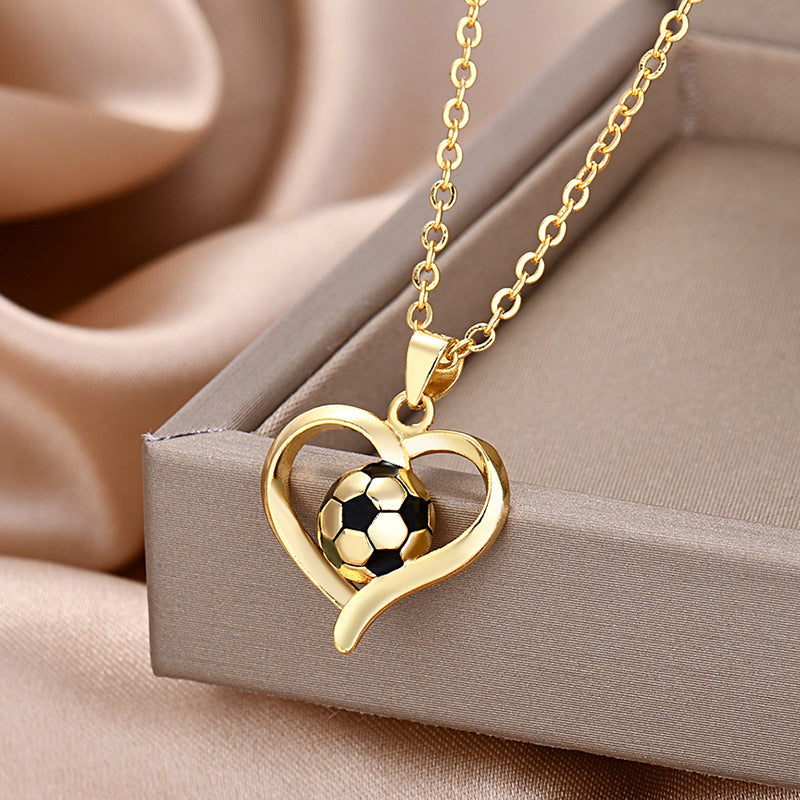 The last Aztec, Women's Fashion Heart-shaped 18K Football Necklace