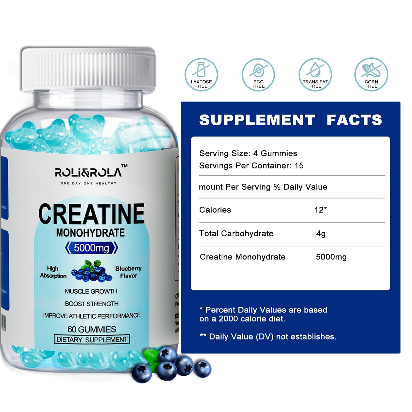 The Last Aztec, High Strength Creatine Monohydrate Gummies, Blueberry Flavored Creatine Gummies Monohydrate - 60 Gummies X 2 Bottles