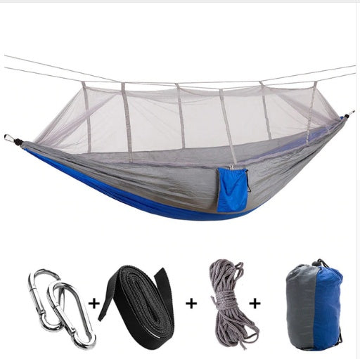 The Last Aztec, Outdoor Parachute Cloth Hammock Couble with Mosquito Net Light Portable Army Green Insect-proof Camping Aerial Tent