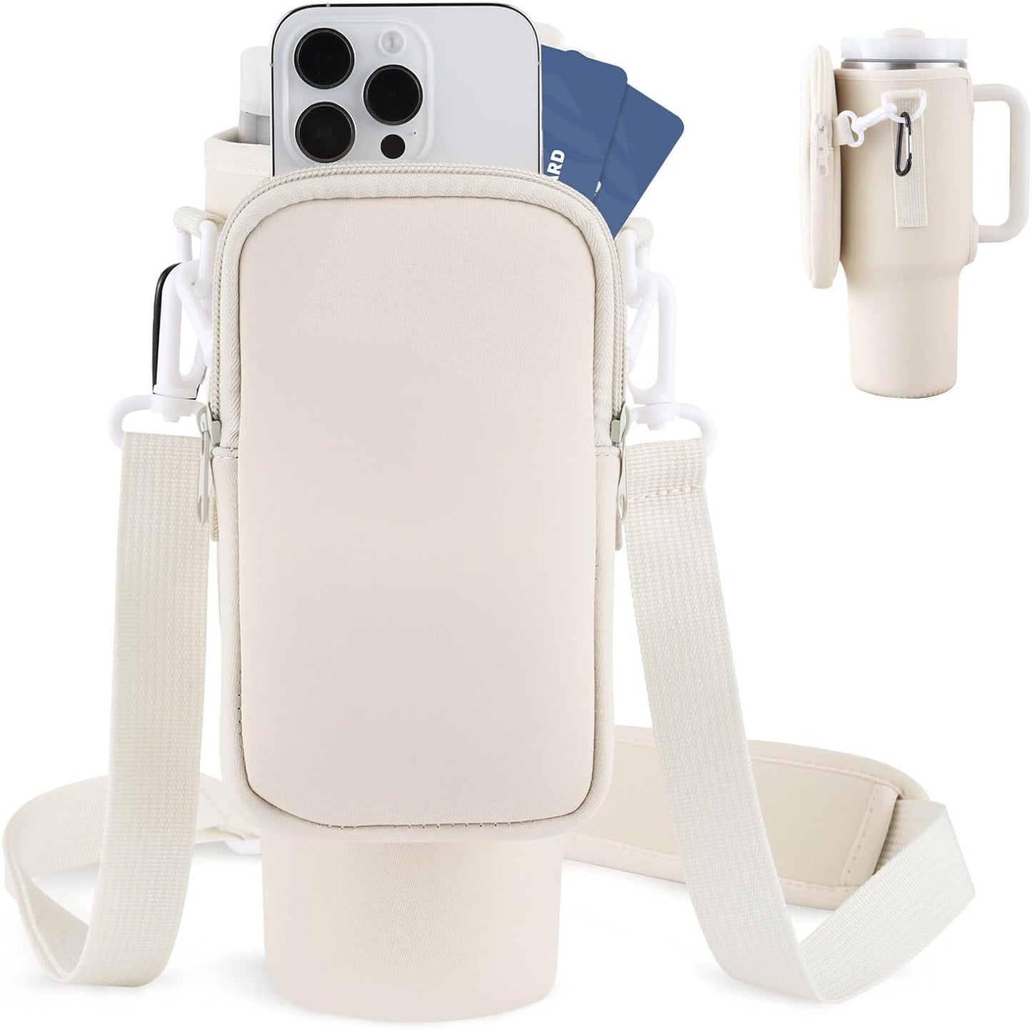 The Last Aztec, Slok Water Bottle Carrier Bag, Compatible With 40oz Tumbler With Handle, Modern Water Bottle Holder With Simple Adjustable Strap For Outdoor Walking Hiking Travelling Sports-Blue Purple