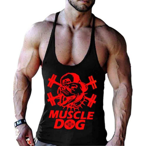 The Last Aztec, Cartoon Tee Tops Bodybuilding Fitness Vest Men Top Workout MUSCLE Dog Printed Sportswear Clothing