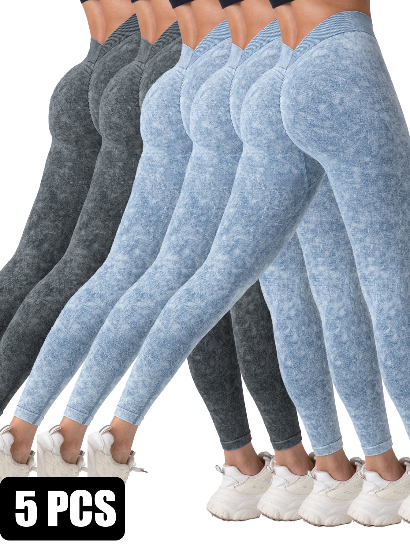 The Last Aztec, (Get One Size Bigger Than Your Regular Size), 5 Pieces Seamless for Women, High Waisted Workout Gym Yoga Pants