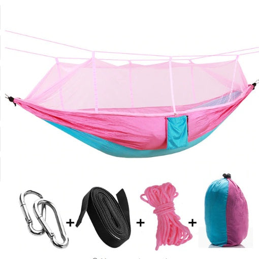 The Last Aztec, Outdoor Parachute Cloth Hammock Couble with Mosquito Net Light Portable Army Green Insect-proof Camping Aerial Tent