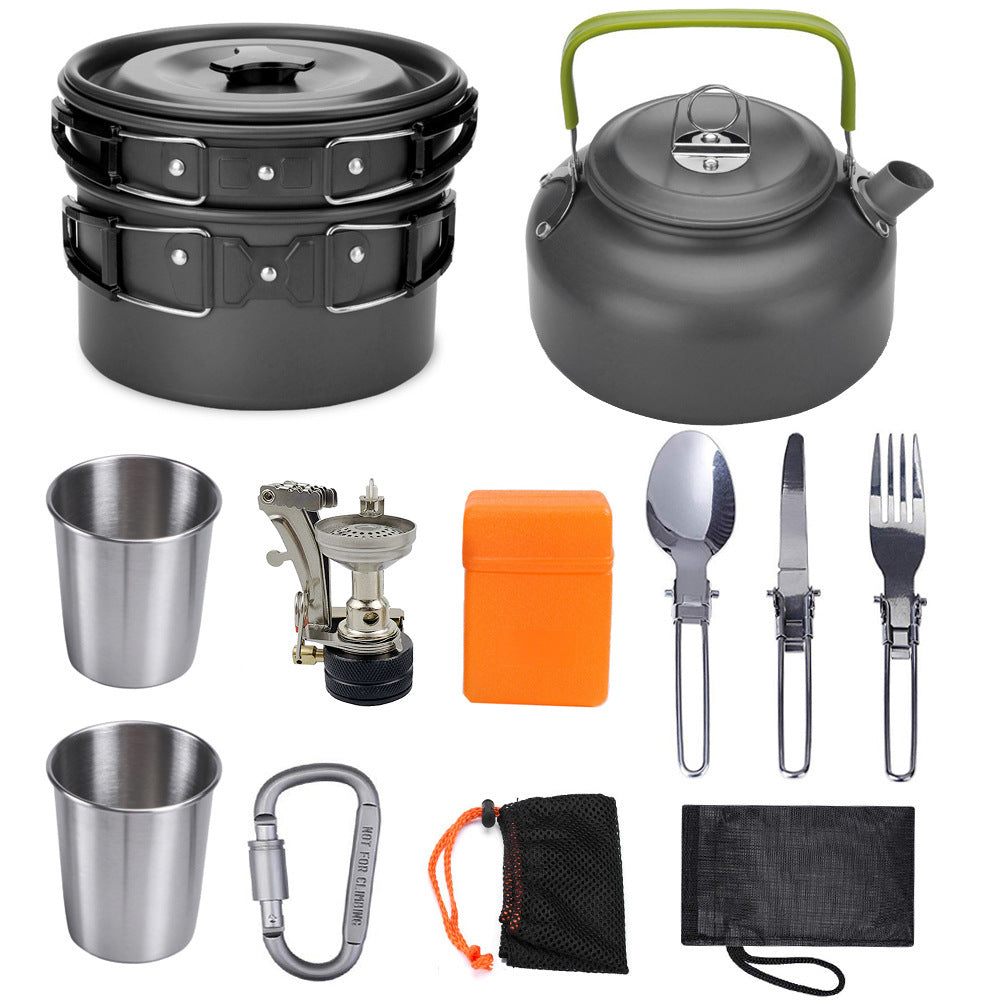 The Last Aztec, Camping Cookware Kit Outdoor Cooking Set Aluminum Equipment Outdoor Pot Travel Tableware Kitchen Hiking Picnic BBQ