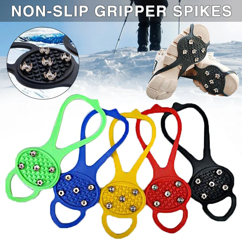 The Last Aztec, Nothing Should Stop You in your Outdoor Activities not even ICE, Unisex Men 5 Teeth Ice Gripper For Shoes Crampons Ice Gripper Spike Grips Cleats For Snow Studs Non-Slip Climbing Hiking Covers