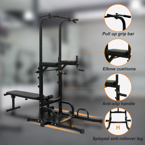 The Last Aztec, Power Tower Dip Station With Bench Pull Up Bar Stand Adjustable Height Heavy Duty Multi-Function Fitness Training Equipment For Home Office Gym