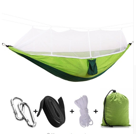 The Last Aztec, Outdoor Parachute Cloth Hammock Couble with Mosquito Net Light Portable Army Green Insect-proof Camping Aerial Tent