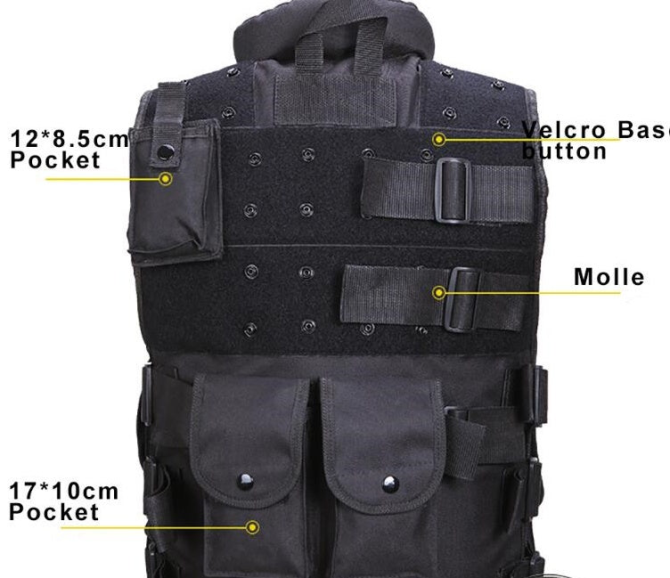 The Last Aztec, Tactical Vest Black Men's Military Hunting Vest