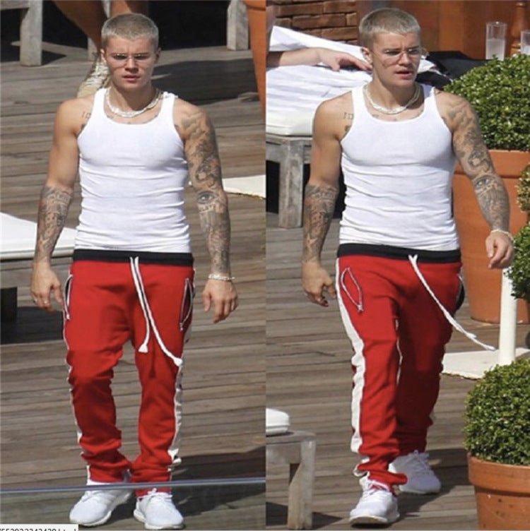 The Last Aztec, Get One Size Bigger Than Your Regular Size, FOG European high street school uniform pants TRACK PANTS side striped inside zipper Bibb GD men's pants