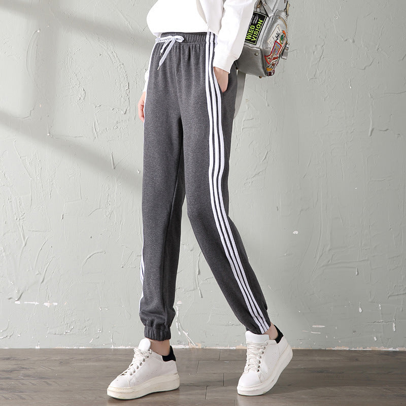 The Last Aztec, Get One Size Bigger Than Your Regular Size, With velvet sport watch in autumn and winter winter female big fat code MM student casual pants loose warm nosing trousers