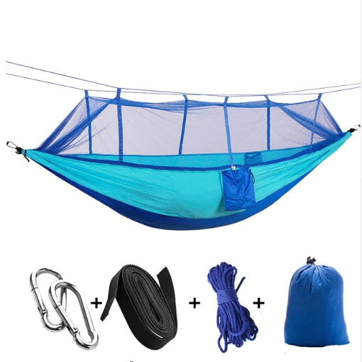 The Last Aztec, Outdoor Parachute Cloth Hammock Couble with Mosquito Net Light Portable Army Green Insect-proof Camping Aerial Tent