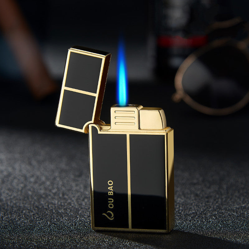The Last Aztec, Great for outdoor Activities, Bao B813 Gas Lighters Metal Langsheng Steel Tone Direct Punching Windproof Blue Flame Electronic Lighter