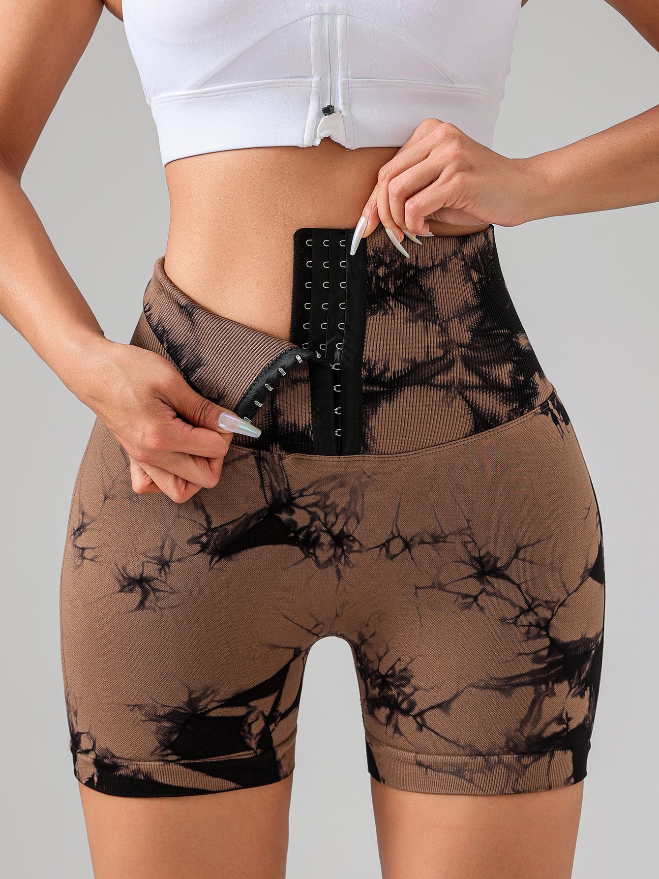 The Last Aztec, (Get One Size Bigger Than Your Regular Size), Tie Dye Button Everyday Wear Spring Summer Sports Shorts, High Waist Butt Lift Tie Dye Shorts, Women's Summer Yoga Wear Fitness Shorts Running Sports Fitness Yoga Shorts