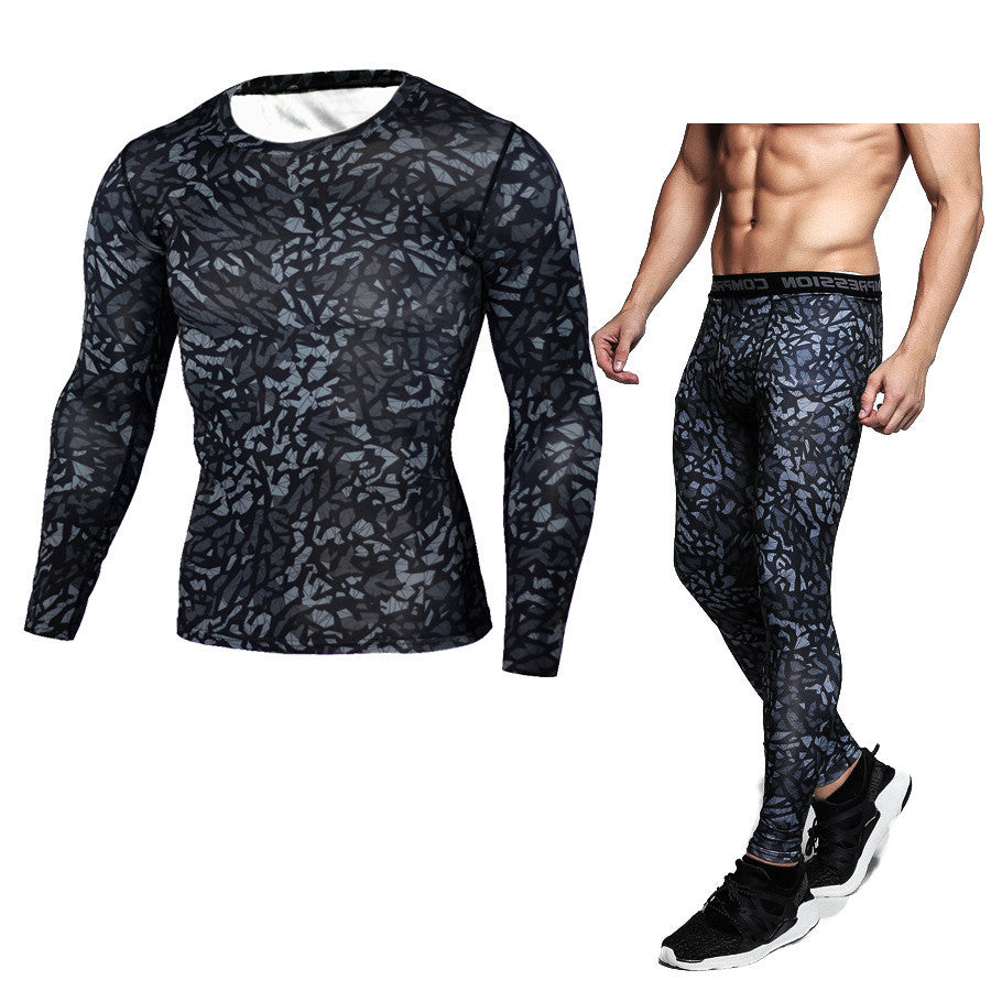 The Last Aztec, Get A Bigger Size Than Your Regular Size, Camouflage Compression Baselayer Set Sports Compression Set Long Sleeve T-Shirt Tights Exercise Clothes Workout Bodysuit Fitness Suits For Men