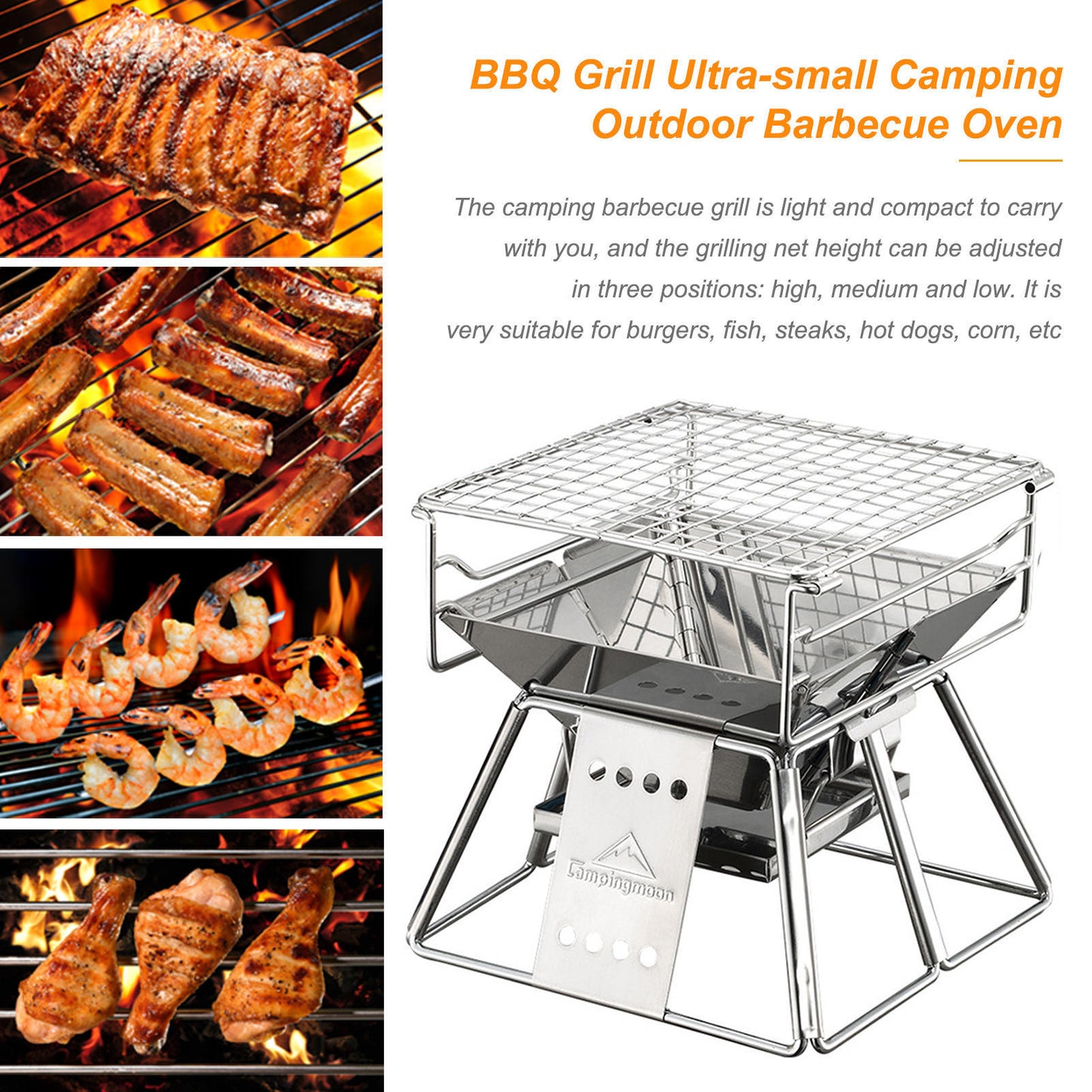 The Last Aztec, Portable Stainless Steel BBQ Grill Non-stick Surface Folding Barbecue Grill Outdoor Camping Picnic Tool