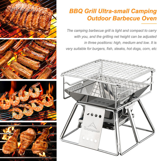The Last Aztec, Portable Stainless Steel BBQ Grill Non-stick Surface Folding Barbecue Grill Outdoor Camping Picnic Tool