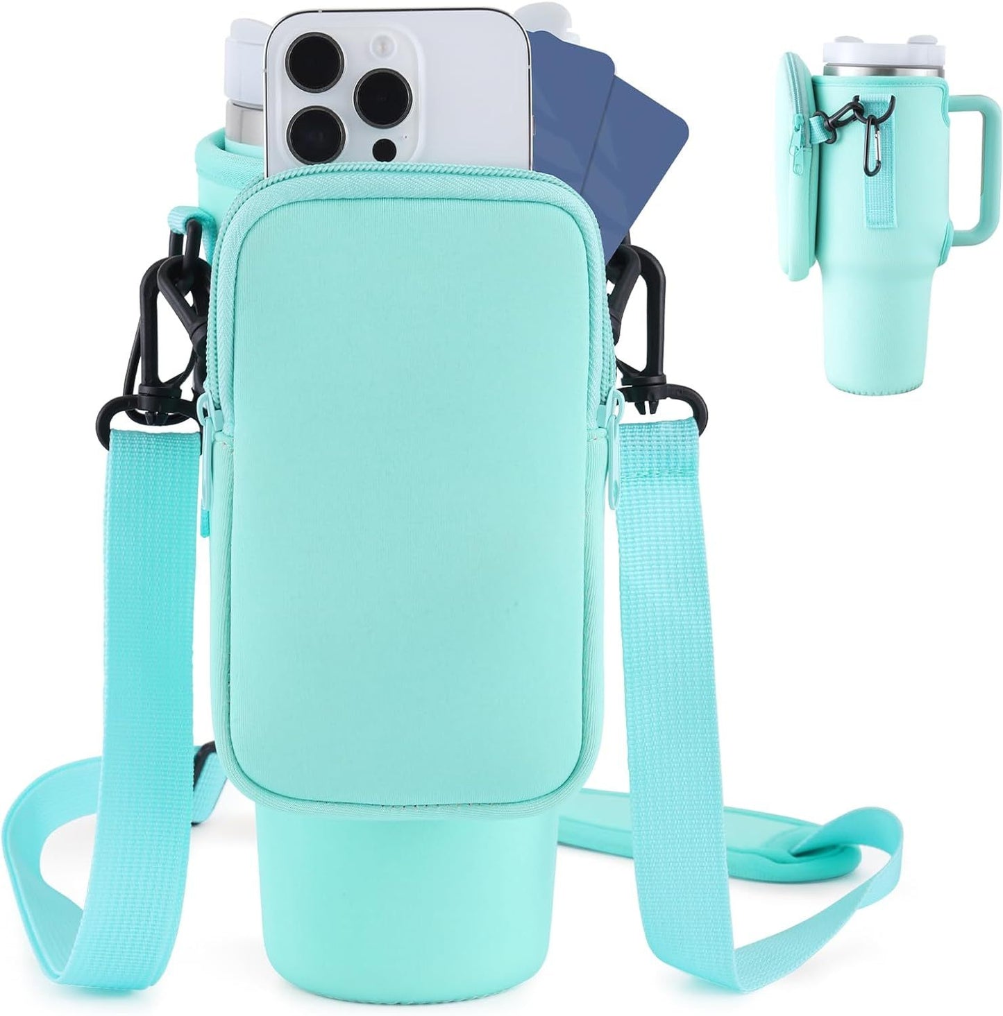 The Last Aztec, Slok Water Bottle Carrier Bag, Compatible With 40oz Tumbler With Handle, Modern Water Bottle Holder With Simple Adjustable Strap For Outdoor Walking Hiking Travelling Sports-Blue Purple