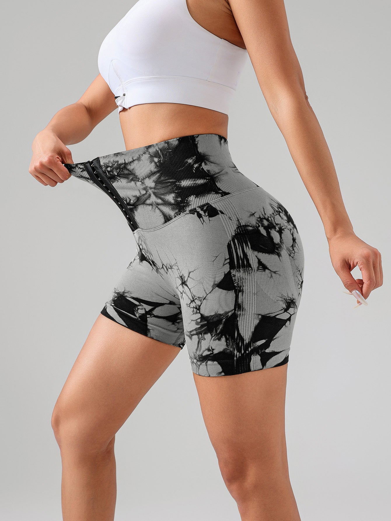 The Last Aztec, (Get One Size Bigger Than Your Regular Size), Tie Dye Button Everyday Wear Spring Summer Sports Shorts, High Waist Butt Lift Tie Dye Shorts, Women's Summer Yoga Wear Fitness Shorts Running Sports Fitness Yoga Shorts
