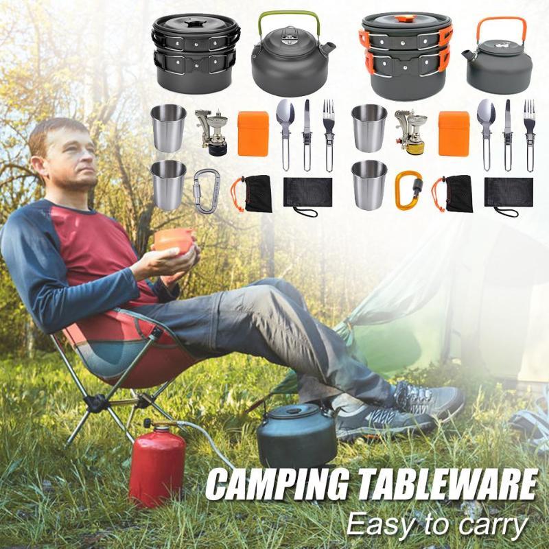The Last Aztec, Camping Cookware Kit Outdoor Cooking Set Aluminum Equipment Outdoor Pot Travel Tableware Kitchen Hiking Picnic BBQ