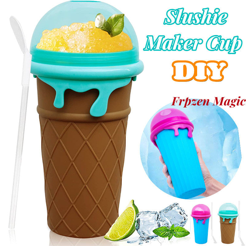 The Last Aztec, 500ml Large Capacity Slushy Cup Summer Squeeze Homemade Juice Water Bottle Quick-Frozen Smoothie Sand Cup Pinch Fast Cooling Magic Ice Cream Slushy Maker Beker Kitchen Gadgets