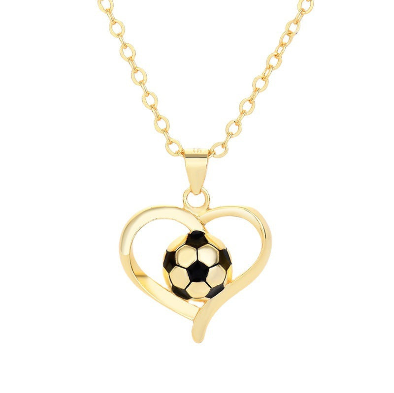 The last Aztec, Women's Fashion Heart-shaped 18K Football Necklace