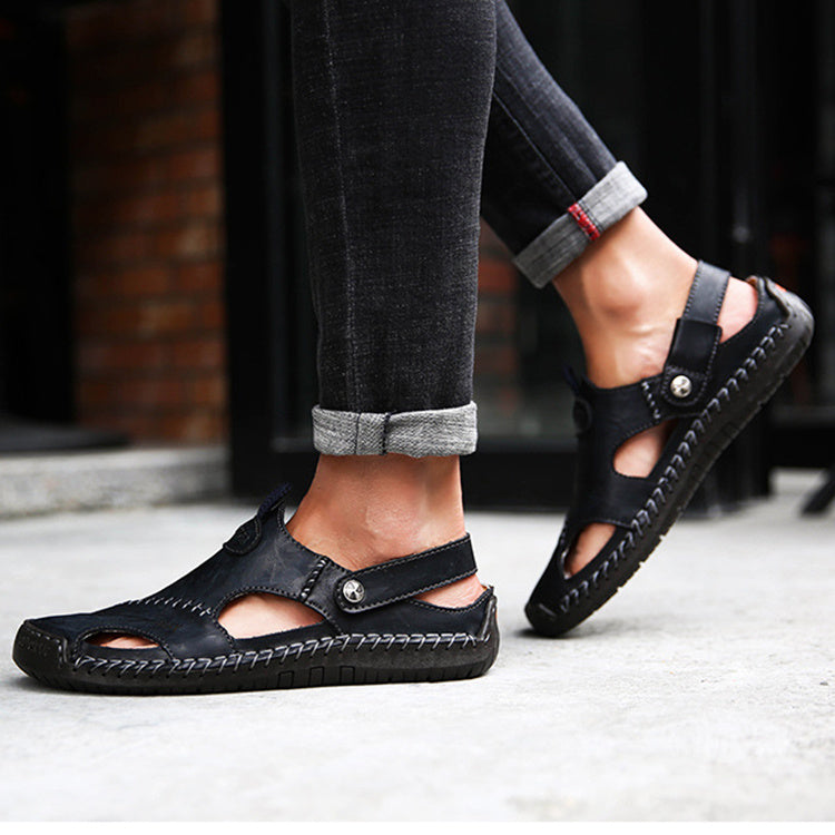 The Last Aztec, Men's Closed Toe Sandals Summer Adjustable Slides Slippers Fashion Beach Shoes