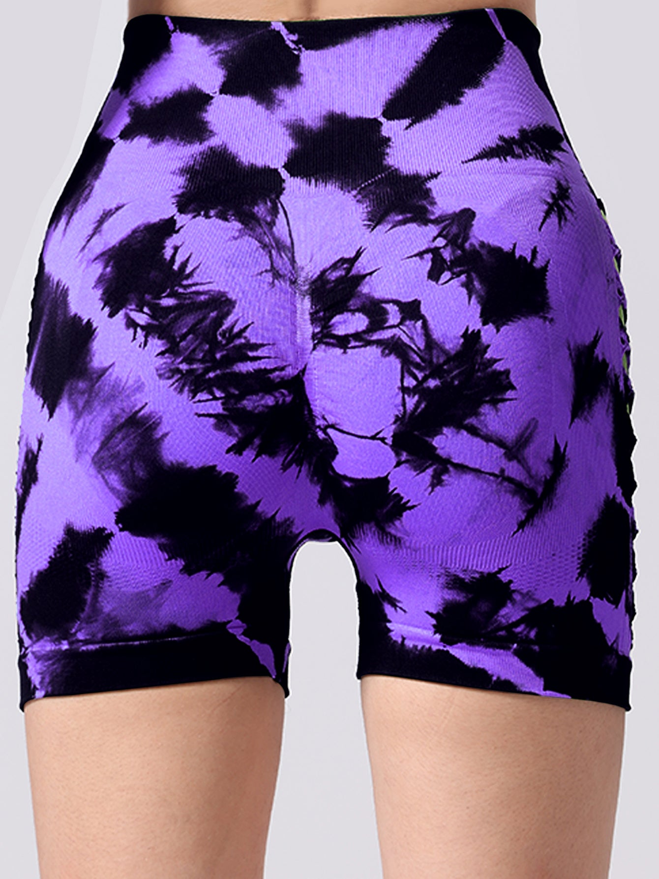 The Last Aztec, (Get One Size Bigger Than Your Regular Size), 3 Pack Women's Side Cut-Out Tie-Dye Seamless Hip Lift High Waist Sports Fitness Yoga Shorts