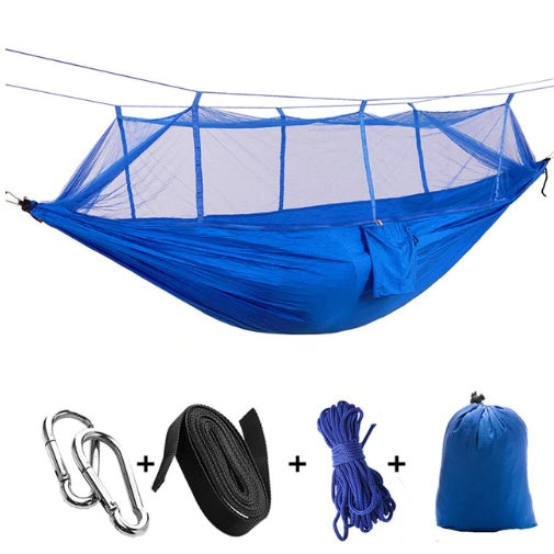 The Last Aztec, Outdoor Parachute Cloth Hammock Couble with Mosquito Net Light Portable Army Green Insect-proof Camping Aerial Tent