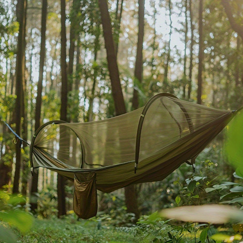 The Last Aztec, 2025 Upgraded Double Layer Camping Hammock. 210D Nylon Mesh Camping Hammock. Sunscreen And Insect Repellent Double Zipper Design. Portable Outdoor Gear With Carabiner. Load Capacity 500lbs