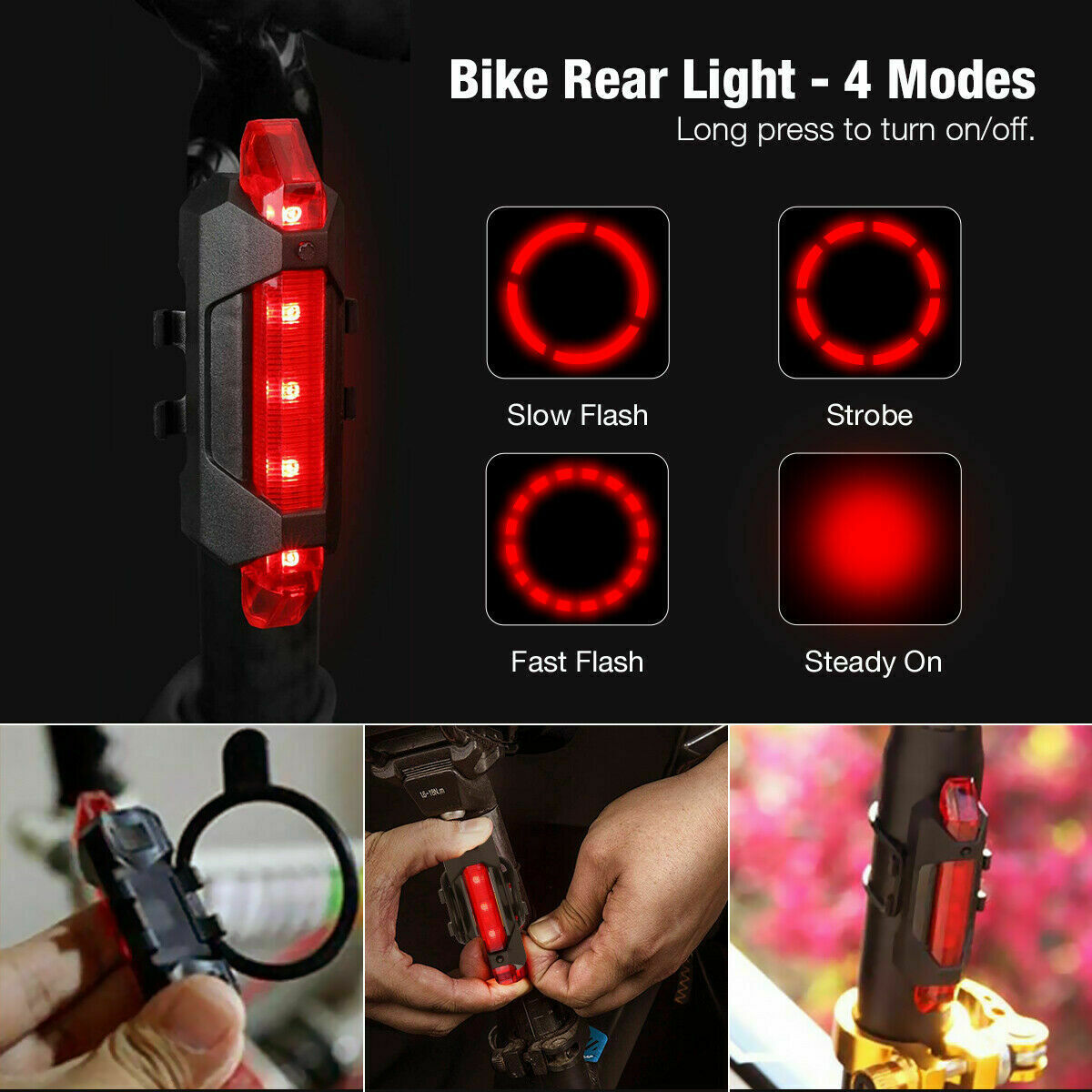 The Last Aztec, USB Rechargeable LED Bicycle Headlight Bike Head Light Cycling Rear Front Lamp Bike Light Rainproof USB Rechargeable LED bicycle Light