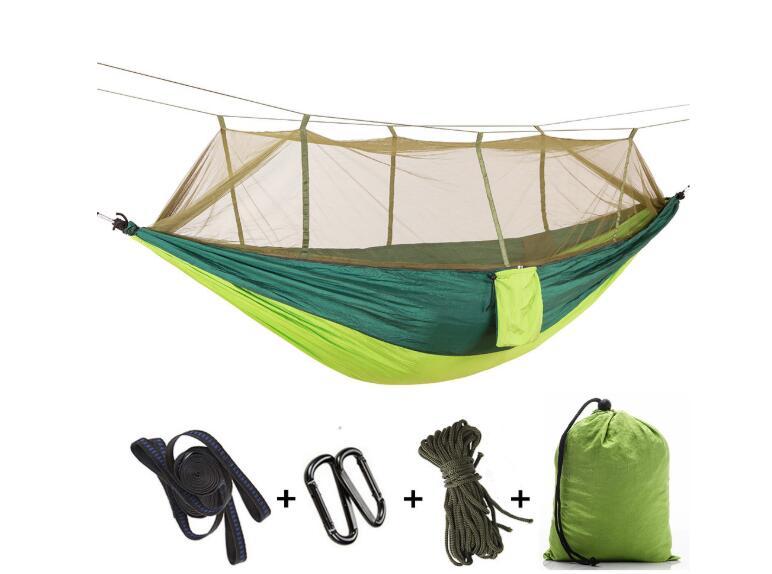 The Last Aztec, Outdoor Parachute Cloth Hammock Couble with Mosquito Net Light Portable Army Green Insect-proof Camping Aerial Tent