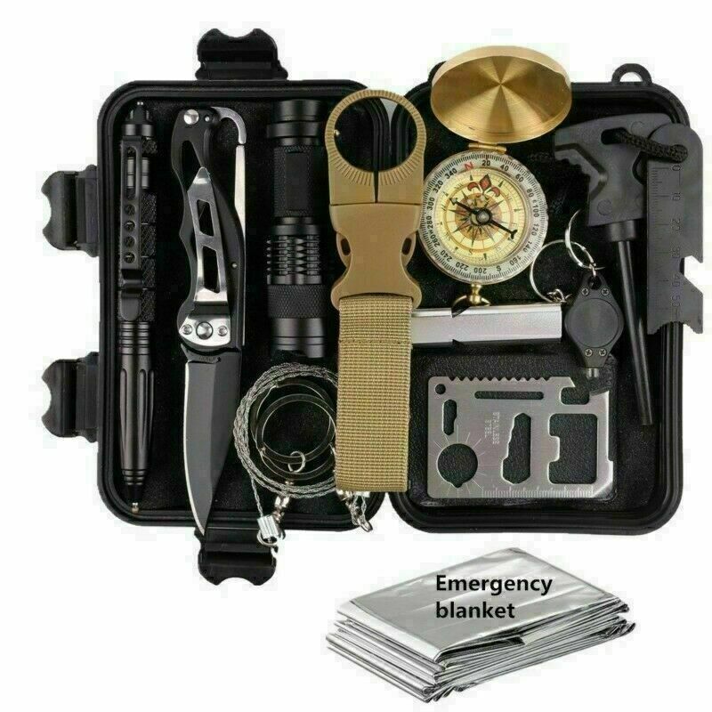 The Last Aztec, Are You Getting Ready for Survival? 14-In-1 Outdoor Emergency Survival Kit Camping Hiking Tactical Gear Case Set Box