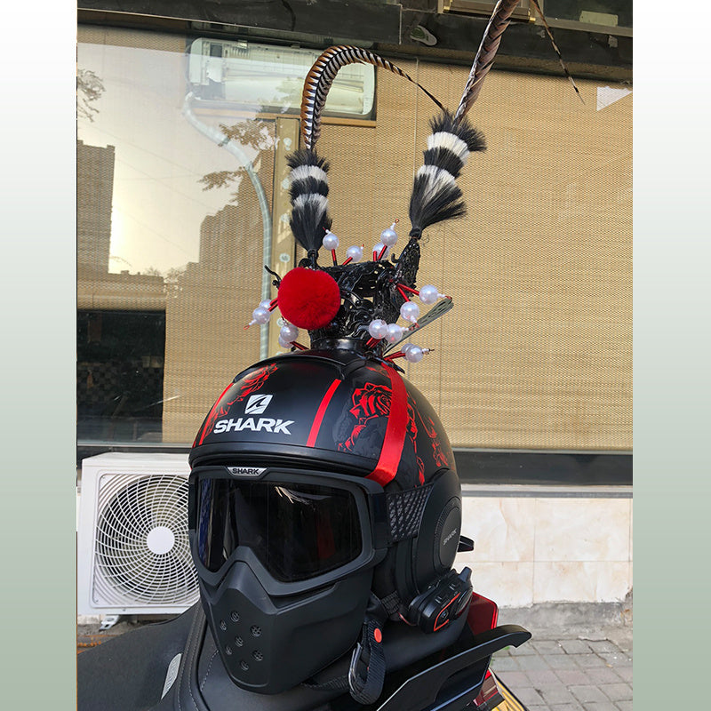 The Last Aztec, Zijin Crown Feather Motorcycle Helmet Decoration