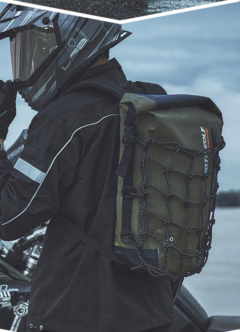 The Last Aztec, Hard Shell Backpack, Motorcycle Multi-purpose Portable Large Capacity Shoulder Backpack Belt Net Bag