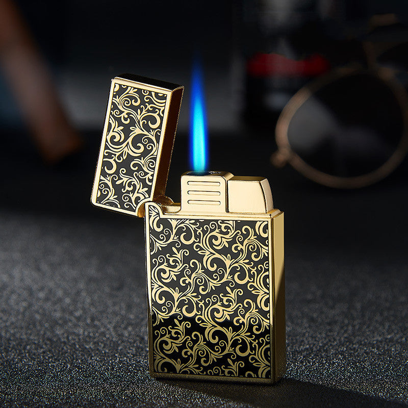 The Last Aztec, Great for outdoor Activities, Bao B813 Gas Lighters Metal Langsheng Steel Tone Direct Punching Windproof Blue Flame Electronic Lighter