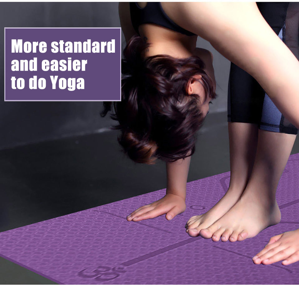 The Last Aztec, Non Slip TPE Yoga Mat Position Line Beginner
