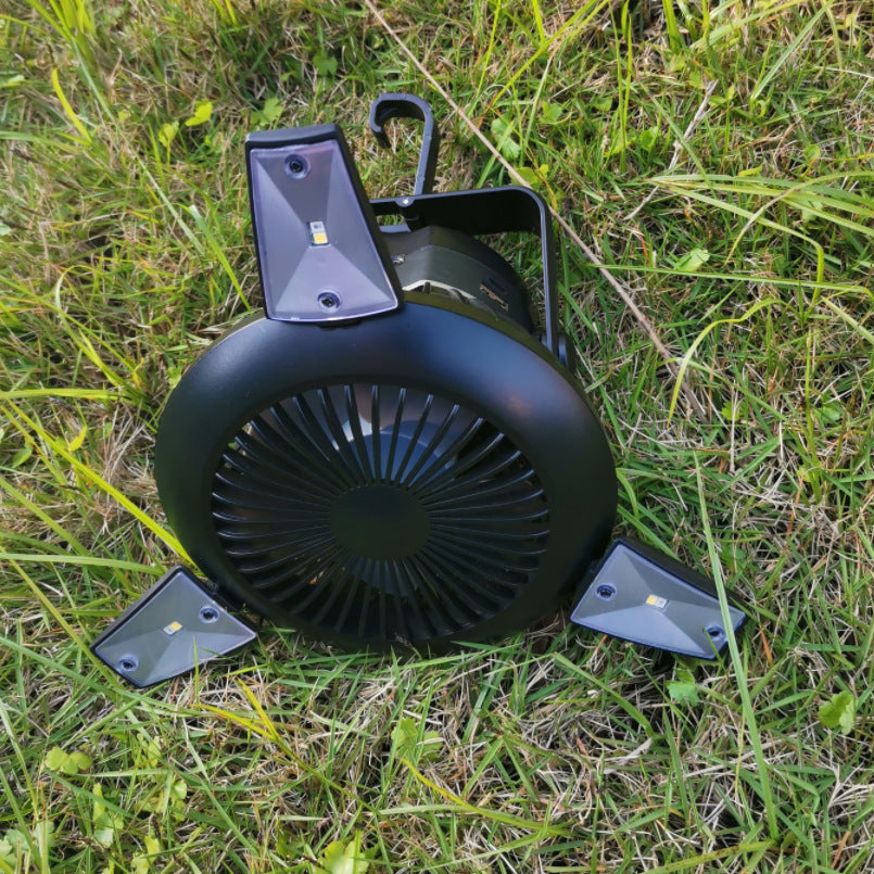 The Last Aztec, Solar Camping Light Foldable Fan Hanging Hook Rechargeable Battery Operated USB 3 Level Air Flow Fan For Camping Tent
