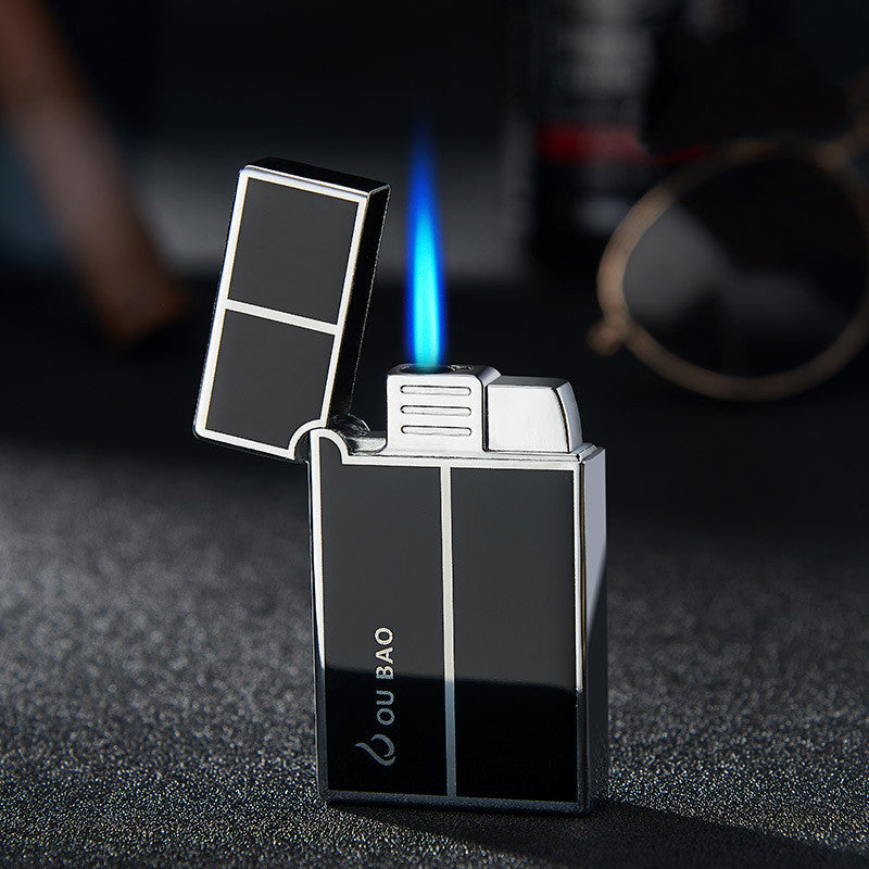 The Last Aztec, Great for outdoor Activities, Bao B813 Gas Lighters Metal Langsheng Steel Tone Direct Punching Windproof Blue Flame Electronic Lighter