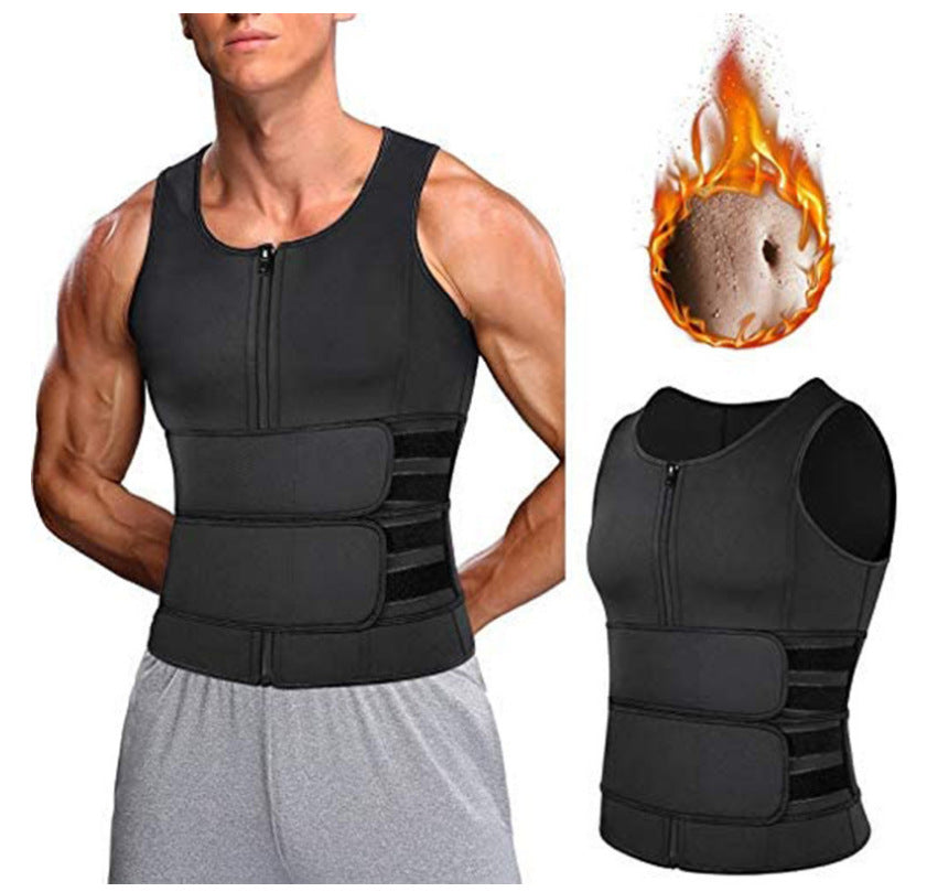 The Last Aztec, (get a Size Bigger Than Your size) Fitness Men Shapewear Sauna Vest Waist Trainer Double Belt Sweat Shirt Corset Top Body Shaper