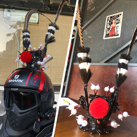 The Last Aztec, Zijin Crown Feather Motorcycle Helmet Decoration