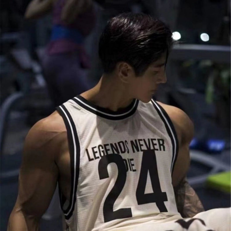 The Last Aztec, Get One Size Bigger Than Your Regular Size, Quick-drying Sports Vest Summer New Elastic American Basketball Training No 24 Jersey Vest