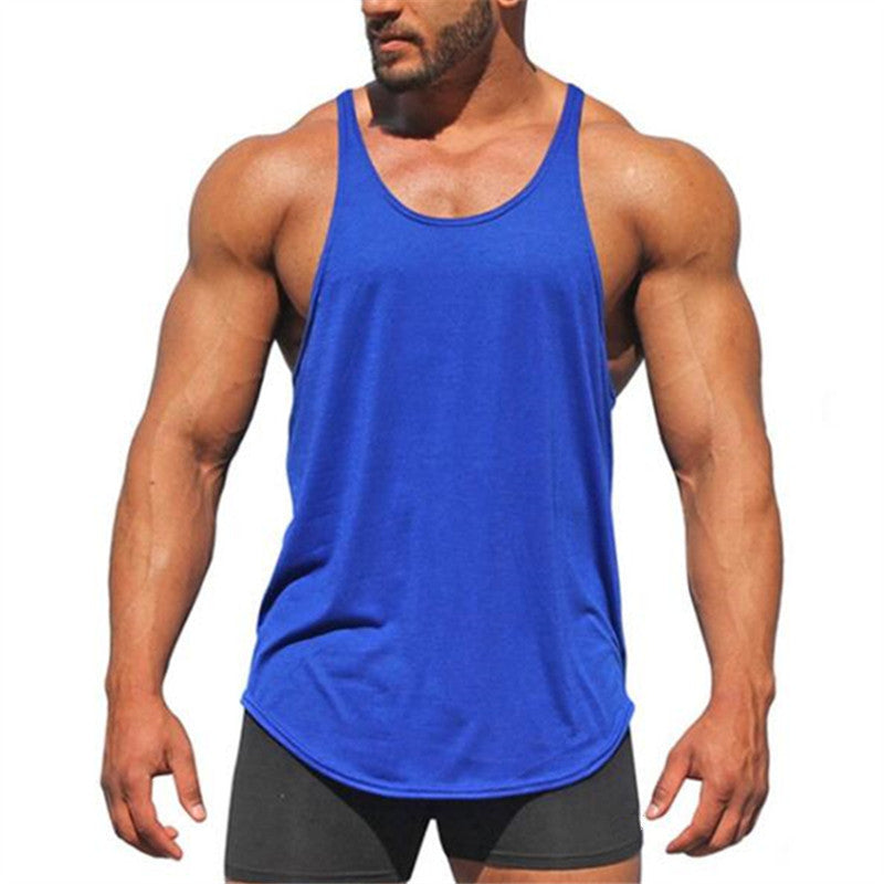 The Last Aztec, Solid Color Men's Sports Vest Cotton Bodybuilding Fitness Thin Strap I-shaped Camisole