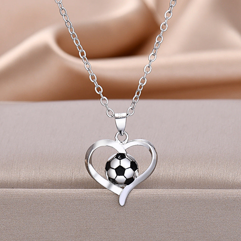The last Aztec, Women's Fashion Heart-shaped 18K Football Necklace
