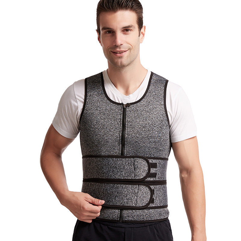 The Last Aztec, (get a Size Bigger Than Your size) Fitness Men Shapewear Sauna Vest Waist Trainer Double Belt Sweat Shirt Corset Top Body Shaper